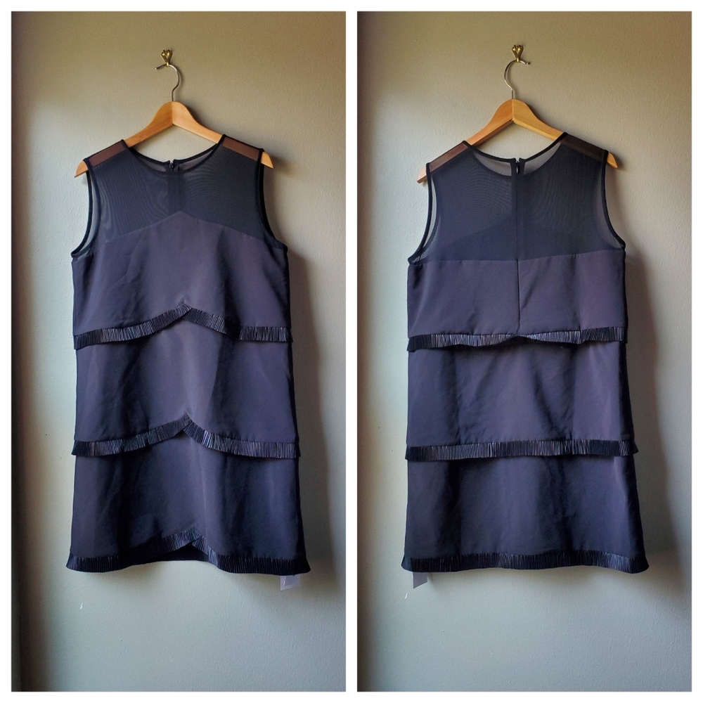 NWT Sympathique XL Shift Dress Black Ruffles